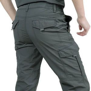 Men's Nylon Zipper Fly Closure Plain Pattern Casual Trousers