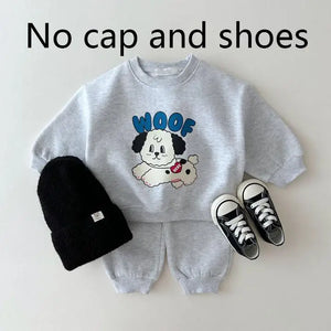 Kid's Cotton O-Neck Long Sleeves Cartoon Pattern Casual Clothes