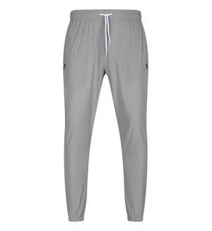 Men's Nylon Mid Elastic Waist Closure Solid Pattern Casual Trousers
