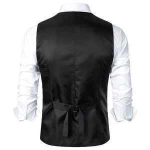 Men's Polyester V-Neck Sleeveless Double Breasted Vintage Vests