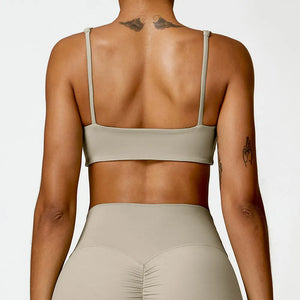 Women's Nylon Square-Neck Sleeveless Breathable Yoga Top