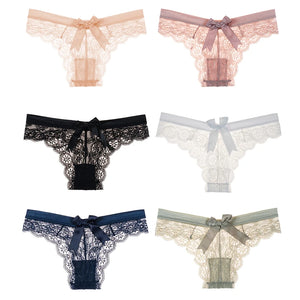 Women's 6 Pcs Spandex Low Waist Breathable Lace Pattern Panties