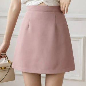 Women's Polyester High Elastic Waist Casual Plain Pattern Skirt