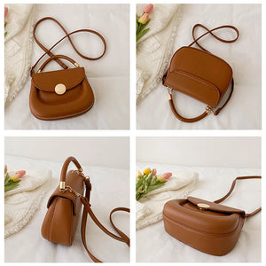 Women's PU Leather Cover Closure Solid Pattern Trendy Handbags