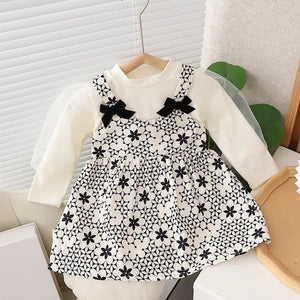 Baby Girl's 100% Cotton O-Neck Full Sleeve Floral Pattern Dress
