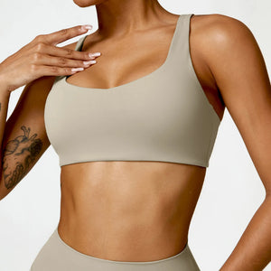 Women's Nylon Square-Neck Sleeveless Fitness Yoga Workout Top