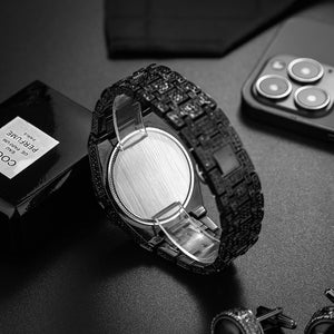 Men's Alloy Case Push Button Hidden Clasp Luxury Quartz Watches