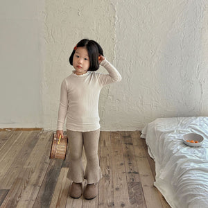 Kid's Cotton Mid Elastic Waist Closure Casual Wear Plain Trousers