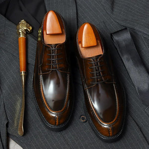 Men's Genuine Leather Round Toe Lace-up Closure Formal Shoes