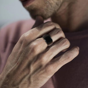 Men's Metal Stainless Steel Bezel Setting Geometric Trendy Ring
