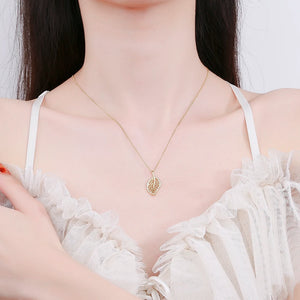 Women's 100% 925 Sterling Silver Leaf Shaped Wedding Necklace