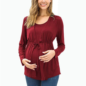 Women's Polyester Long Sleeves Plain Breastfeeding Maternity Dress