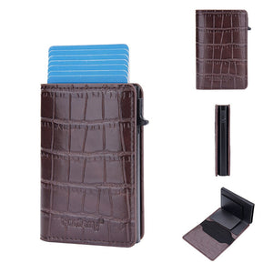 Men's PU Leather Plaid Pattern Card Holder Mini Slim Wallets