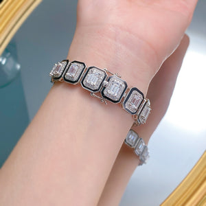 Women's 100% 925 Sterling Silver Moissanite Geometric Shape Bracelet