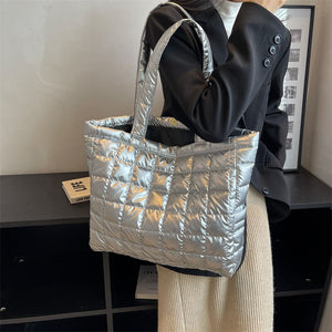 Women's Nylon Silt Pocket Big Capacity Solid Pattern Shoulder Bag
