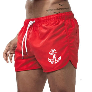 Men's Polyester Drawstring Closure Solid Pattern Beach Shorts