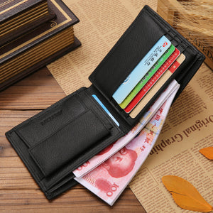 Men's Genuine Leather Card Holder Solid Pattern Short Wallet