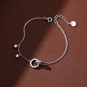 Women's 100% 925 Sterling Silver Zircon Round Pattern Bracelet