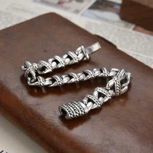 Men's 100% 925 Sterling Silver Animal Pattern Ethnic Bracelet