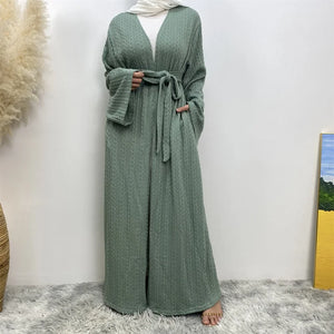 Women's Arabian V-Neck Polyester Full Sleeve Plain Pattern Abaya