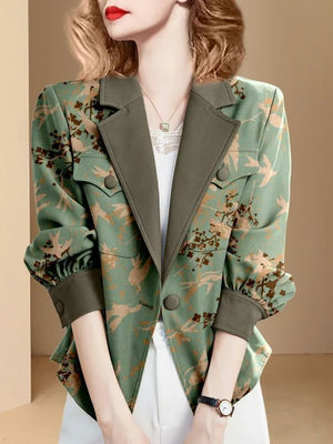Women's Polyester Notched Full Sleeves Single Breasted Blazer