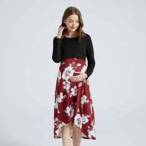 Women's Polyester Long Sleeves Floral Pattern Maternity Dress