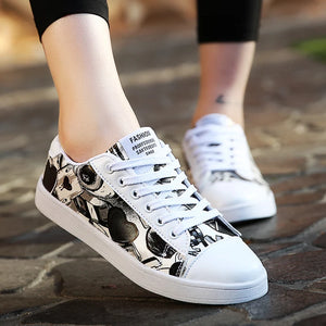 Women's Cotton Round Toe Lace-up Closure Running Sports Shoes