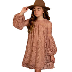 Kid's O-Neck Polyester Long Sleeve Patchwork Party Wear Dress
