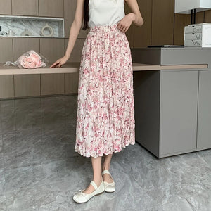 Women's Polyester Elastic Waist Floral Pattern Casual Wear Skirts
