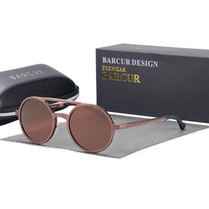 Men's Aluminium Magnesium Frame Polaroid Lenses Round Sunglasses