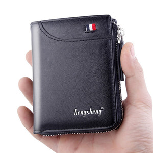Men's PU Leather Zipper Closure Slot Pocket Luxury Casual Wallets