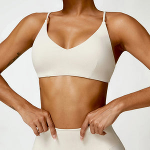 Women's Nylon V-Neck Sleeveless Fitness Yoga Workout Crop Top