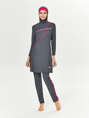 Women's Arabian Spandex Full Sleeves Striped Swimwear Dress