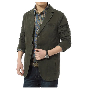 Men's Cotton Full Sleeve Single Breasted Plain Pattern Jacket