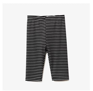 Kid's Cotton Mid Elastic Waist Closure Striped Pattern Legging