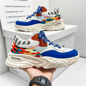Men's Synthetic Round Toe Lace-up Mixed Colors Sports Sneakers