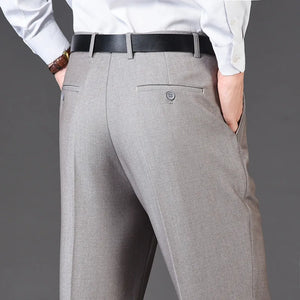 Men's Rayon High Waist Zipper Fly Closure Plain Formal Pants