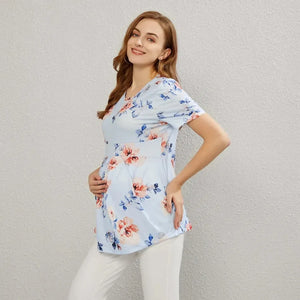 Women's Polyester Short Sleeves Floral Breastfeeding Maternity Dress