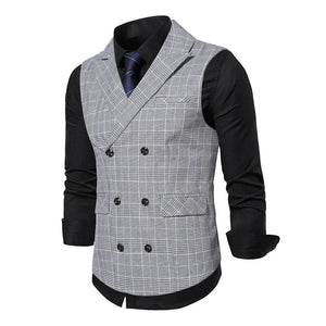 Men's Notched Polyester Sleeveless Double Breasted Vintage Vests