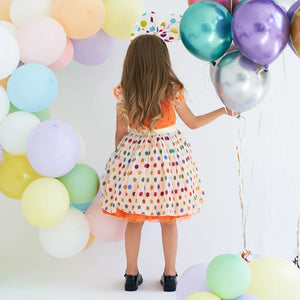 Kid Girl's Polyester V-Neck Short Sleeve Polka Dot Causal Dress