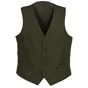 Men's Rayon V-Neck Sleeveless Plain Single Breasted Formal Vests