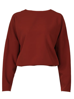 Women's O-Neck Polyester Full Sleeve Plain Pattern Casual Blouses