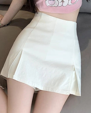 Women's Polyester High Waisted Plain Pattern Casual Wear Skirt