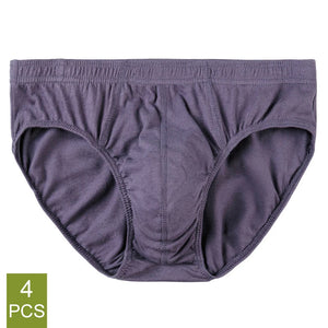 Men's Cotton Low Waist Solid Pattern Breathable Underpants Brief