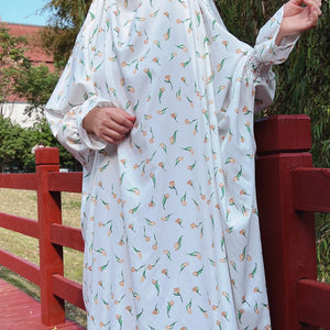 Women's Arabian Polyester Long Sleeve Print Pattern Elegant Abaya