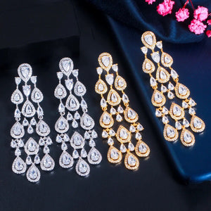 Women's Gold Filled Zircon Tassels Classic Wedding Drop Earrings
