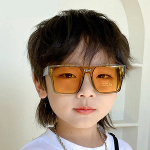 Kid's Stainless Steel Frame Square Shaped UV400 Trendy Sunglasses