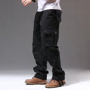 Men's Cotton Mid Waist Zipper Fly Closure Solid Pattern Trousers
