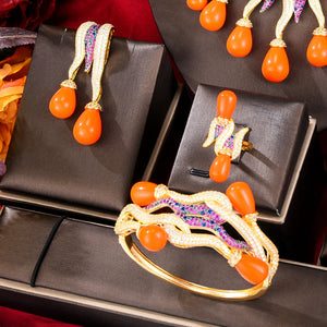 Women's Copper Cubic Zirconia Trendy Bridal Wedding Jewelry Set