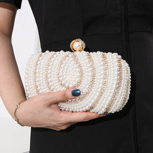Women's Polyester Hasp Closure Pearl Pattern Vintage Clutch